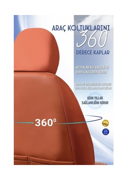 chevrolet Kalos Lüx Full Deri Oto Koltuk Kılıfı Ön Arka Takım (Exclusive) Tarçın indirimleri
