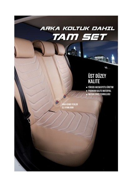 fiat Egea Sedan Lüx Oto Koltuk Kılıfı Ön Arka Takım Eagle Serisi Bej modelleri