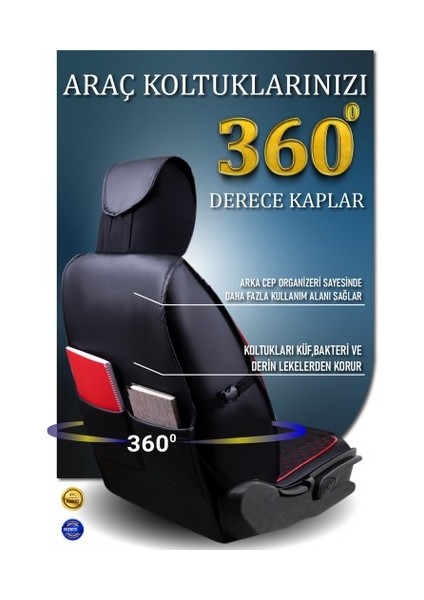 Kia Retona Lüx Deri Oto Koltuk Kılıfı Ön Arka Takım Elit Serisi Siyah Kırmızı fırsatları