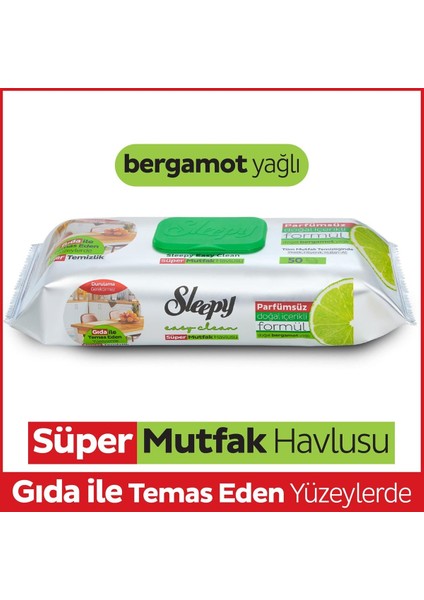 Easy Clean Yüzey Temizlik Mutfak Havlusu -Mendili 50 Yaprak Bergomot Yağlı (9lu Set) 450 Yaprak