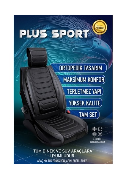 Ssanyoung Actyon Lüx Oto Koltuk Kılıfı Ön Arka Takım Eagle Serisi Siyah