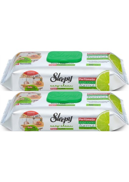 Easy Clean Yüzey Temizlik Mutfak Havlusu -Mendili 50 Yaprak Bergomot Yağlı (2li Set) 100 Yaprak