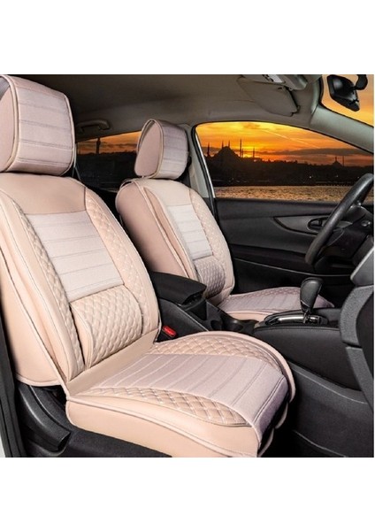 peugeot 307 Lüx Deri Oto Koltuk Kılıfı Ön Arka Takım Elit Serisi Bej