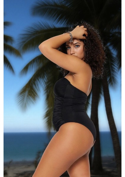Konforlu Modern Bağlamalı Büyük Beden Mayo Plus Size Şık Detaylı Su Sporları Için