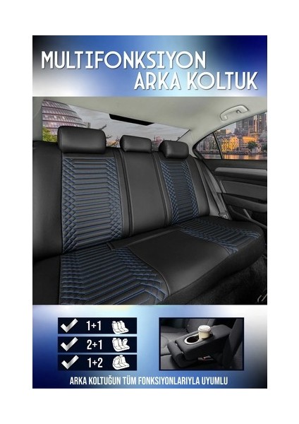 honda Accord Lüx Full Deri Oto Koltuk Kılıfı Ön Arka Takım (Exclusive) Siyah Mavi modelleri