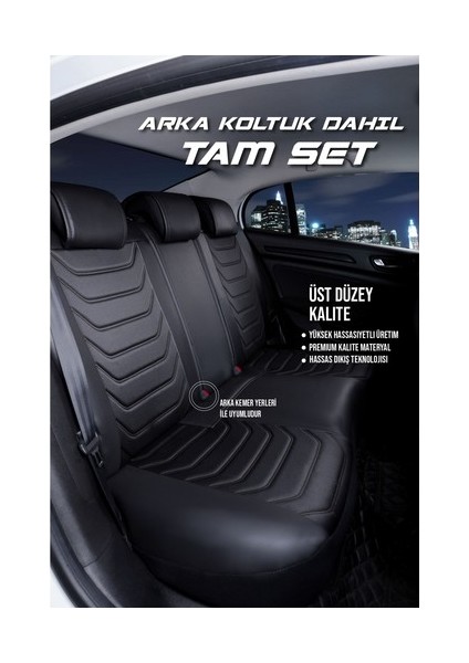 fiat Uno Lüx Oto Koltuk Kılıfı Ön Arka Takım Eagle Serisi Siyah modelleri
