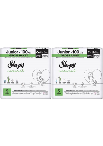 Bebek Bezi Natural Beden: 5 (11- 18KG) Junior 156 Adet Ekonomik Ultra Pk