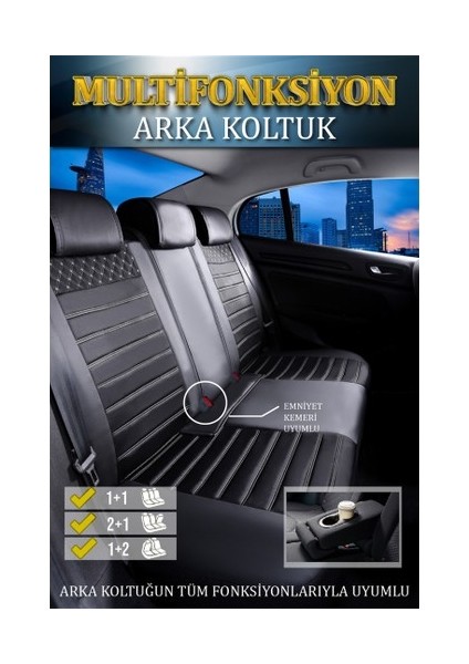dacia Sandero Yeni Kasa Lüx Deri Oto Koltuk Kılıfı Ön Arka Takım Elit Serisi Siyah Beyaz modelleri