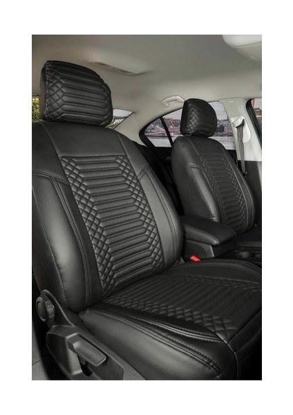 renault Megane 4 Sedan Lüx Full Deri Oto Koltuk Kılıfı Ön Arka Takım (Exclusive) Siyah