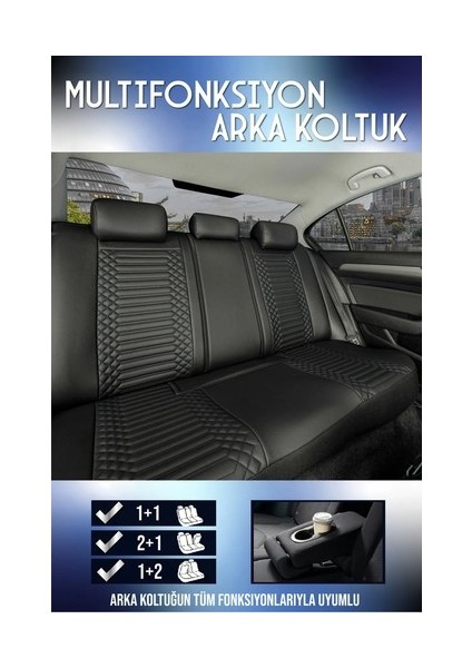 renault Megane 4 Sedan Lüx Full Deri Oto Koltuk Kılıfı Ön Arka Takım (Exclusive) Siyah modelleri