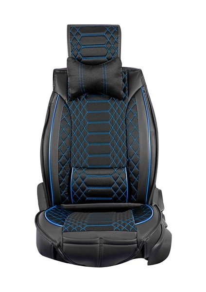 ford Fiesta Yeni Lüx Deri Oto Koltuk Kılıfı Ön Arka Takım (Royal) Siyah Mavi fırsatları