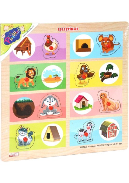 ONY-363-364 Ahşap Tutmalı Eşleştirme Hangi Hayvan Nerede Yaşar -Onyıl