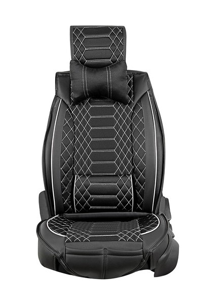 renault Megane 1 Lüx Deri Oto Koltuk Kılıfı Ön Arka Takım (Royal) Siyah Beyaz indirimleri