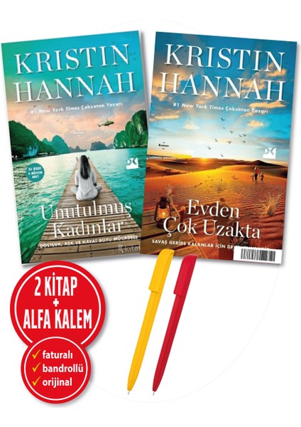 Alfa Kalem+Kristin Hannah 2 Kitap (Unutulmuş Kadınlar+Evden Çok Uzakta) Roman Yeni Doğan Kitap