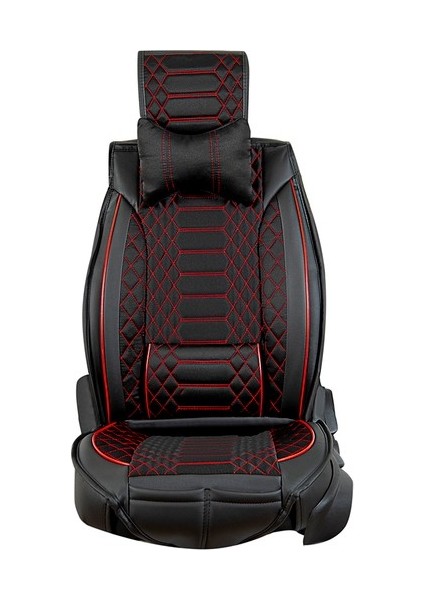Seat Ateca Lüx Deri Oto Koltuk Kılıfı Ön Arka Takım (Royal) Siyah Kırmızı fiyatları
