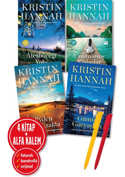 Alfa Kalem+Kristin Hannah 4 Kitap (Ateşböceği Yolu+Unutulmuş Kadınlar+Evdençokuzakta+Gümüş Gözyaş)