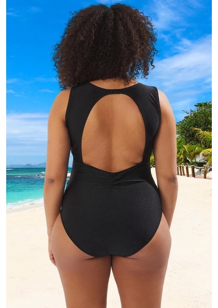 Konforlu Modern Derin V Yaka Büyük Beden Mayo Deniz Kıyafeti Şık Detaylı fiyatları