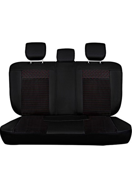 volkswagen Touran Lüx Deri Oto Koltuk Kılıfı Ön Arka Takım (Elit) Siyah Kırmızı fırsatları
