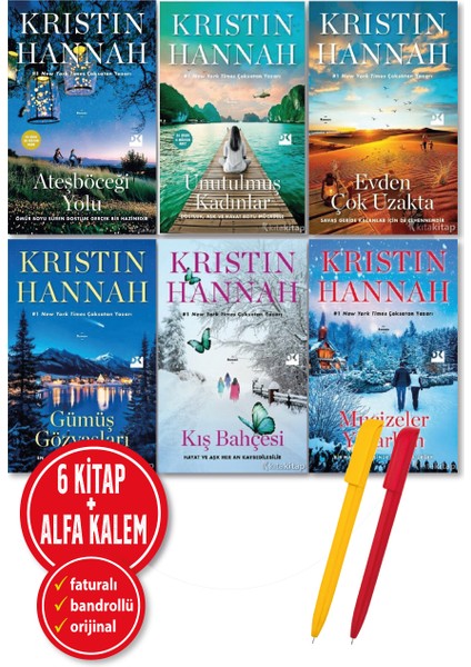 Alfa Kalem+Kristin Hannah 6 Kitap Ateşböceği Yolu+Unutulmuş Kadın+Evden+Gümüş+Kış Bahçesi+Mucizeler