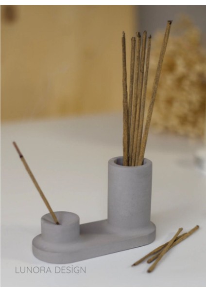 Modern Taş Tozu Tütsülük – Gri Minimalist Dekoratif Tütsü Kabı