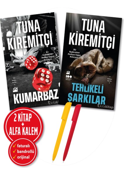 Alfa Kalem+ Tuna Kiremitçi 2 Kitap (Kumarbaz+Tehlikeli Şarkılar) Polisiye Yeni Doğan Kitap