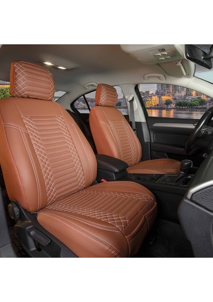 Volkswagen Touareg Lüx Full Deri Oto Koltuk Kılıfı Ön Arka Takım (Giydirme Tip) Tarçın modelleri