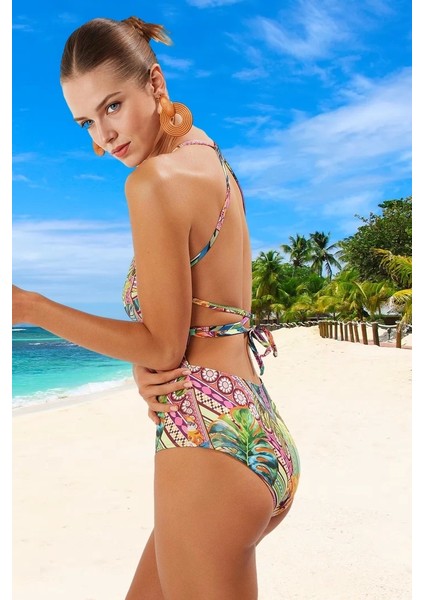 Modern Desenli Mayo Klora Dayanıklı Esnek Kumaş Banyo Kıyafeti Yaz Koleksiyonu Yüzme Mayosu