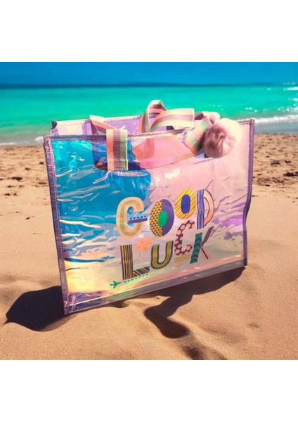 Dream Vest Şeffaf Hologram Mor Good Luck Büyük Omuz Çantası fırsatları