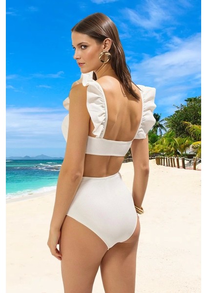 Modern Fırfırlı Bikini Takımı Özel Tasarım Premium Kalite Klora Dayanıklı Su Sporları Için
