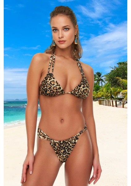 Modern Desenli Bikini Takımı Özel Tasarım Uv Korumalı Ergonomik Kesim Klora Dayanıklı
