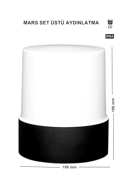 Set Üstü Bahçe Lambası - Bahçe Tavan Lambası Zita Bahçe Aydınlatması 19 cm IP54 220V (UG-ZT-0280)