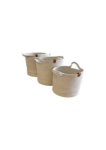 Yuvarlak Sepet 3 Lü Set Gri Renkli Çok Amaçlı Organizer (Açik Gri)
