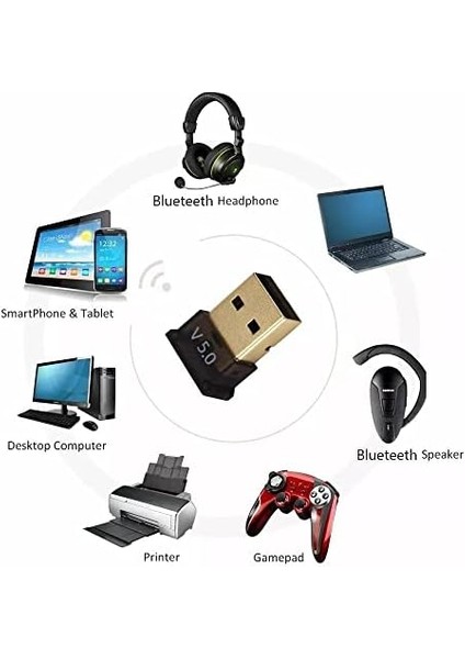 Plus PX-AC-BTU50 Bluetooth 5.0 Alıcı, Mini Dongle USB Alıcı, Bluetooth 5.0 Adaptör, USB Bluetooth 5.0, WIN10 Tak Çalıştır, Çoklu Cihaz Bağlama