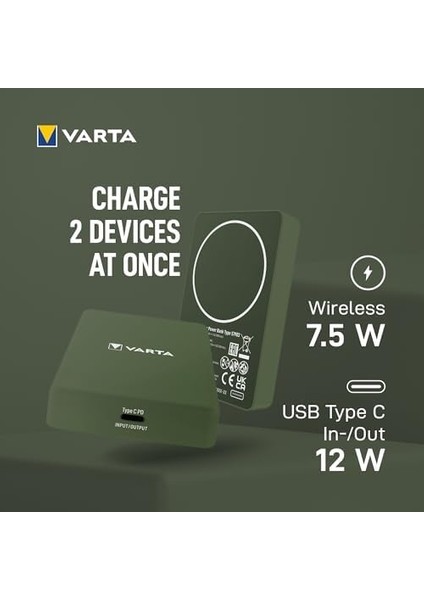 Power Bank 5.000MAH, Powerbank Magnetico, Mag Pro Power On Demand, Caricabatterie Portatile Con USB C, Compatibile Con Magsafe E Qi Standard (Per Compatibilità Con iPhone E Android), Verde