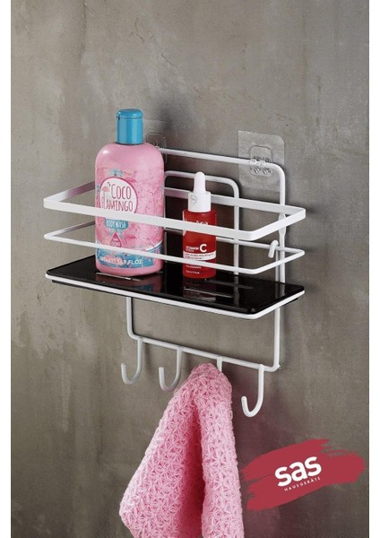 Haus Iki Katlı Krom Banyo Süngerlik Şampuanlık Lüx