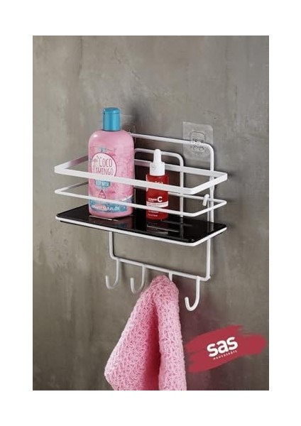 Haus Iki Katlı Krom Banyo Süngerlik Şampuanlık Lüx