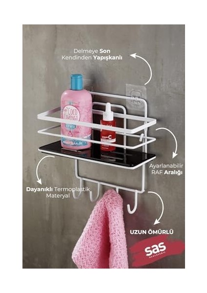 Haus Iki Katlı Krom Banyo Süngerlik Şampuanlık Lüx
