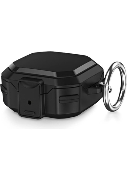 Samsung Galaxy Buds 2 Pro Için Kılıf Darbeye Dayanıklı Sert Koruyucu + Askılık Siyah [buds 2 Pro ile Uyumlu Kılıf - Siyah]