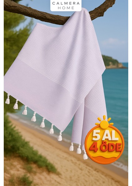 Çizgili Peştemal | Pamuk - Doğal Saçaklı | Plaj, Havuz, Spa, Hamam, Sauna, Spor, Seyahat Havlusu - Lila