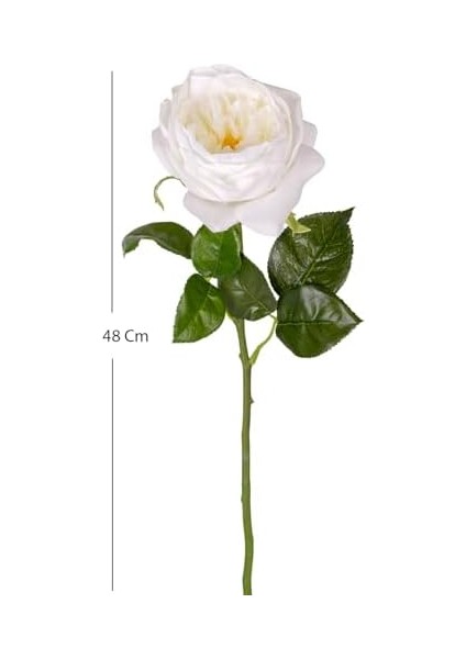 Yapay Çiçek Islak Dokulu Gül Beyaz 48 Cm.