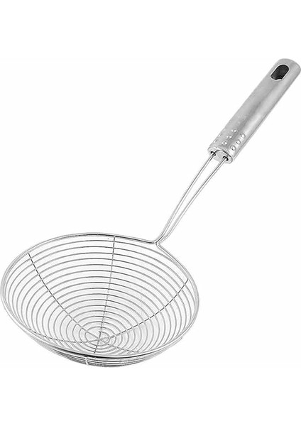 Metal Kevgir, 14-16 cm Çap, Uzun Saplı, Mutfak Süzgeci, Gümüş (16 Cm)