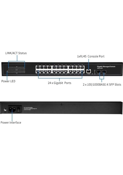 24 Port Full Gıgabıt Managed Swıtch+2sfp Slots