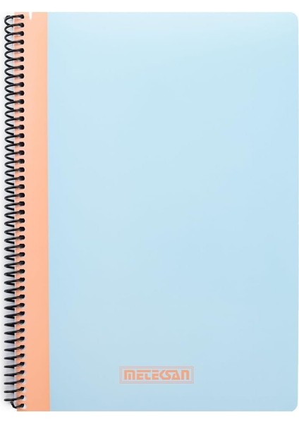 Pruva Pastel Serisi, A4 100 Yaprak Kareli Karton Kapaklı Pet Spiralli Defter, Mavi