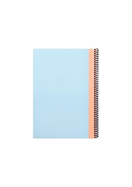 Pruva Pastel Serisi, A4 100 Yaprak Kareli Karton Kapaklı Pet Spiralli Defter, Mavi