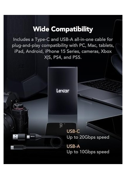 Armor 700 Taşınabilir SSD 2tb, 2000MB/SN'YE Kadar Okuma ve Yazma, USB 3.2 Gen 2x2 Harici Ssd, IP66 Su ve Toz Direnci, Mac/pc, iPhone 15 Serisi, Kamera ile Uyumlu (LAR700X002T-RNBNG)
