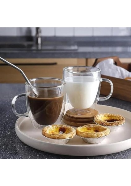 Home 2 Adet 250 ml Çift Cidarlı Kupa Bardak,kahve,çay ve Bitki Çayı Için Borosilikat Kupa Termisil Kahve Bardağı,kahve Çay Fincanı (2 Adet)