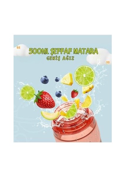 550ML Kilitlenebilir Kapak Rahat Içim Taşıma Kulplu Tritan Spor Matara (Pembe)