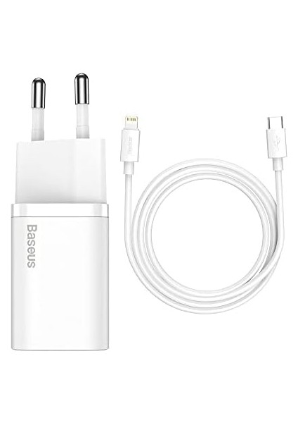 Super Si Pd 20W Usb-C & Usb-C Kablo ve Hızlı Şarj Cihazı Seti, Beyaz