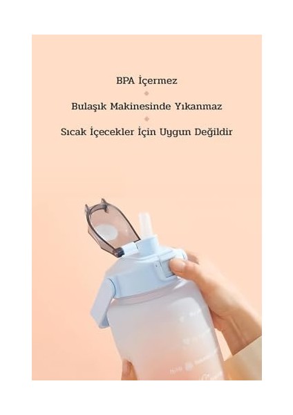 Eldorado 3lü Set Bpa Içermez Motivasyonel Su Matarası Mor Su Matarası,su Şişesi,suluk VLT1284
