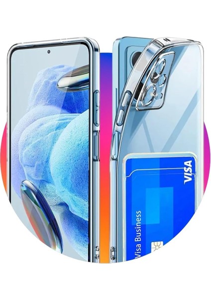 Xiaomi Redmi Note 12 5g Ile Uyumlu Kartlıklı, Darbeye Dayanıklı (Shockproof) Şeffaf Kılıfı
